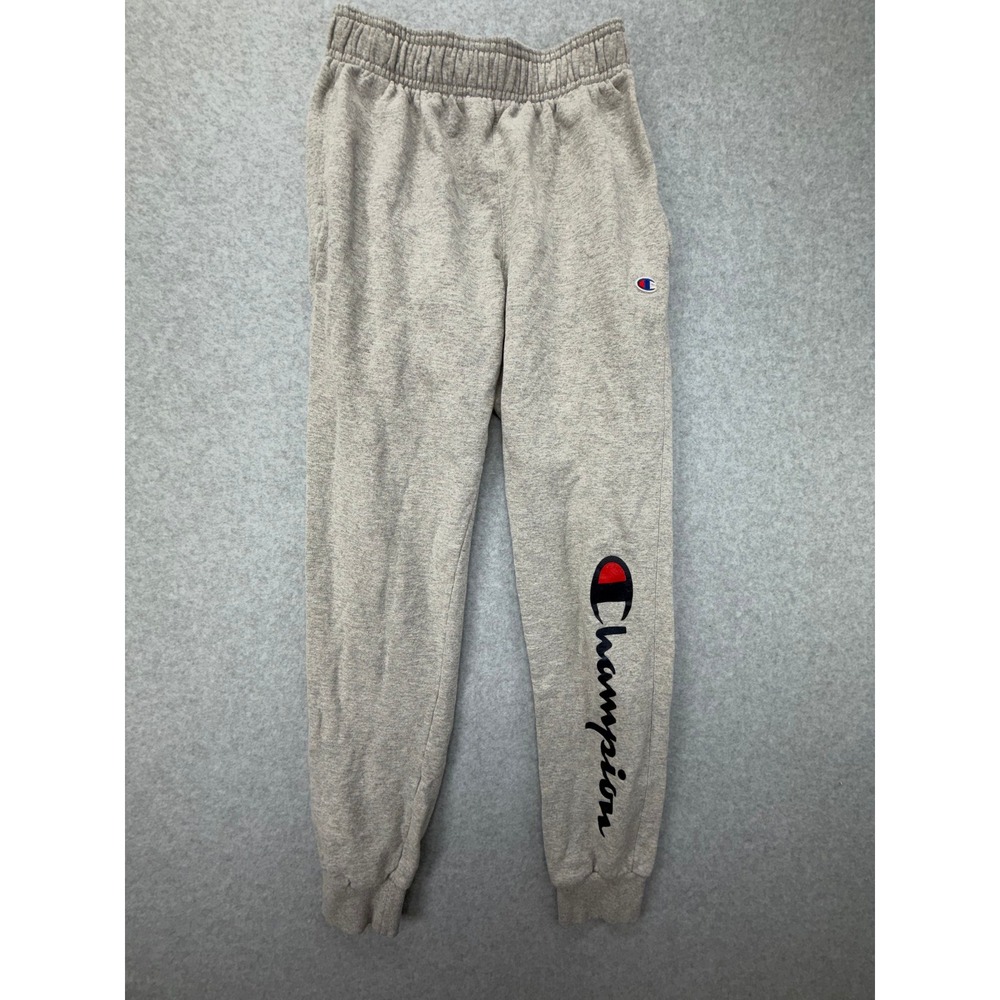 Champion Mens Gray Jogger Sweatpants Large Leg Logo GF22H 11C Size Small